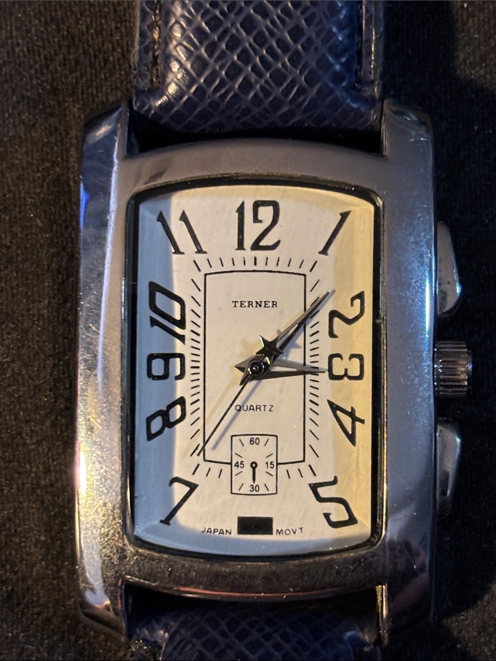Bijoux Terner Silver-Tone Case Watch with Blue Strap